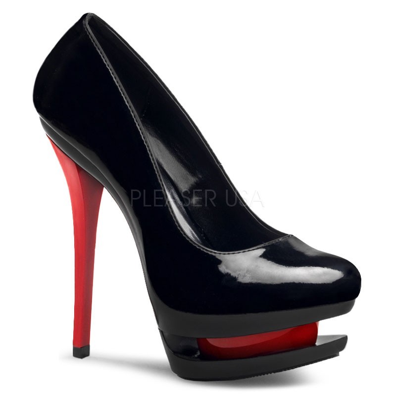 Sexy scarpe decollete' nere e rosse lucide 'Blondie' da Pleaser