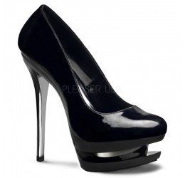 Sexy scarpe decollete' nere con tacco cromato 'Blondie' da Pleaser