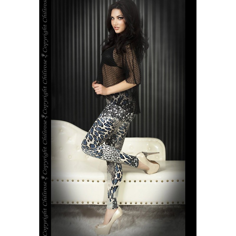 Leggings in fantasia animalier blu/nero by Chilirose Leggings in fantasia animalier blu/nero by Chilirose