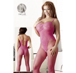 Sexy Catsuit aperta rosa fluo con lavorazione a 'body'.