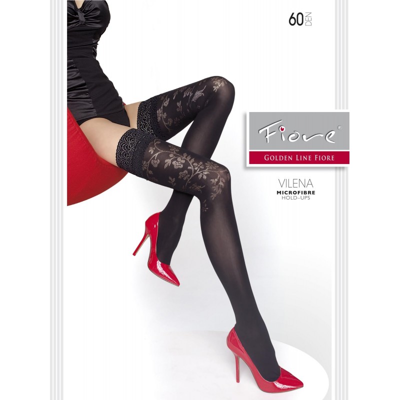 Sexy autoreggenti nere con ricami da Fiore Hosiery Sexy autoreggenti nere con ricami da Fiore Hosiery