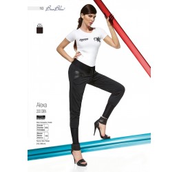 Leggings neri con inserti in ecopelle e zip 'Alexa' 