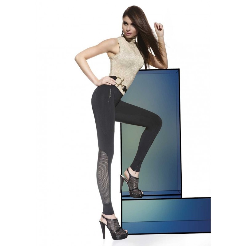 Sexy Leggings neri con inserti in microrete 'Holly' Bas Bleu