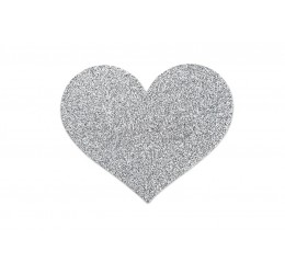'Flash heart' Copricapezzoli adesivi glitter argento Bijoux Indiscrets 