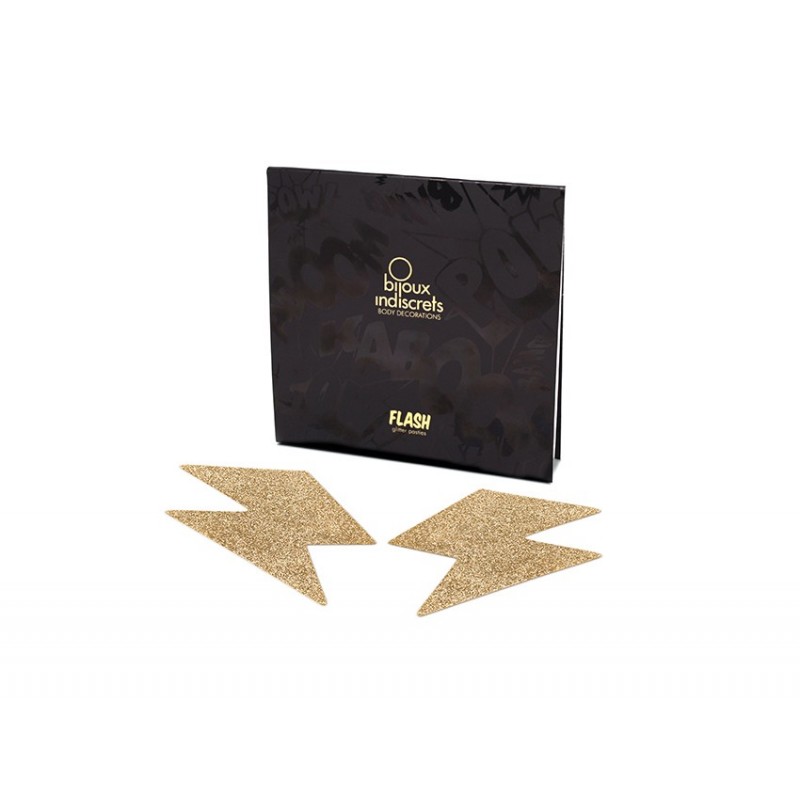 Copricapezzoli adesivi glitter oro 'Flash Bolt' Bijoux Indiscrets Copricapezzoli adesivi glitter oro 'Flash Bolt' Bijoux Indiscrets