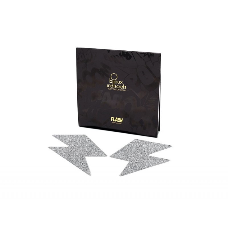 Copricapezzoli adesivi glitter argento 'Flash Bolt' Bijoux Indiscrets Copricapezzoli adesivi glitter argento 'Flash Bolt' Bijoux Indiscrets