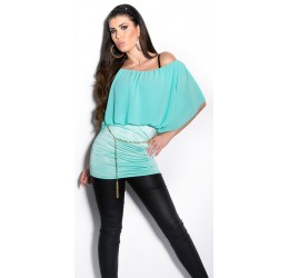 Stupenda Tunica azzurra con cintura dorata