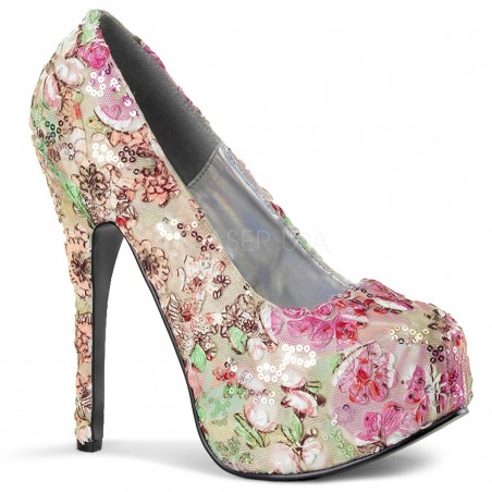 Sexy Scarpe decolte' a fiori Tacco 14 cm Bordello Teeze| Tacchi a spillo |  Rosanerastore