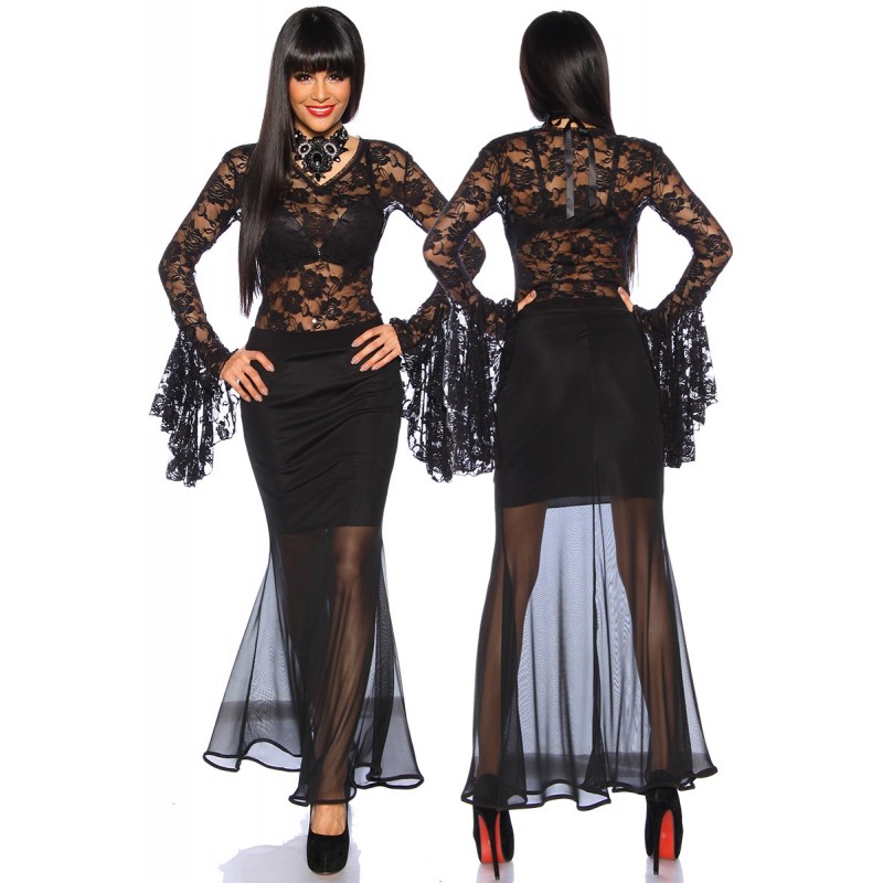 Gonna lunga nera in tulle trasparente taglia unica Gonna lunga nera in tulle trasparente taglia unica