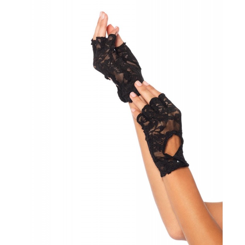 Guanti corti in pizzo nero senza dita by Leg Avenue Guanti corti in pizzo nero senza dita by Leg Avenue
