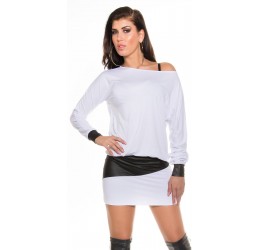 Mini abito bianco con maniche ampie, Tg. unica 