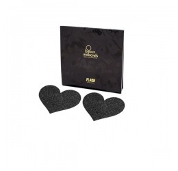 'Flash heart' Copricapezzoli adesivi nero glitter, Bijoux Indiscrets 