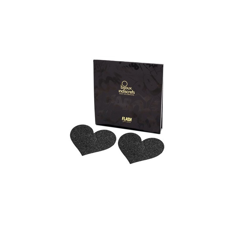 'Flash heart' Copricapezzoli adesivi nero glitter, Bijoux Indiscrets 'Flash heart' Copricapezzoli adesivi nero glitter, Bijoux Indiscrets