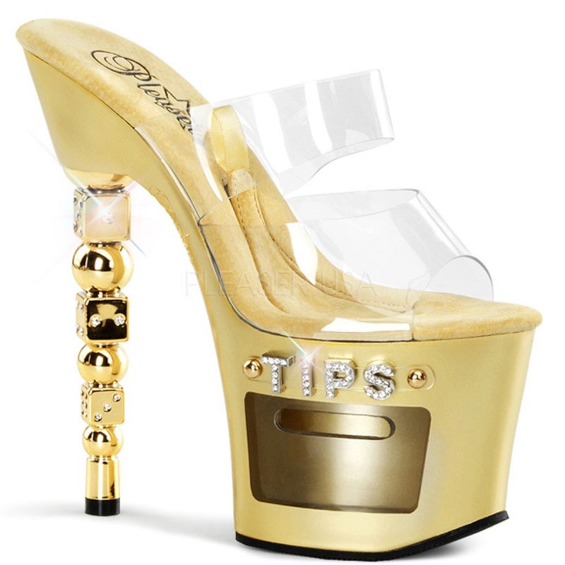 Sexy Sandali oro con plateau 'dice' tacco cm.18 Sexy Sandali oro con plateau 'dice' tacco cm.18