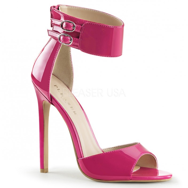 Sandali fuchsia in vernice con zip posteriore e cinturino alla caviglia, Pleaser Shoes Sandali fuchsia in vernice con zip posteriore e cinturino alla caviglia, Pleaser Shoes
