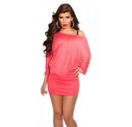 Sexy Mini abito rosa corallo con maniche ampie taglia unica