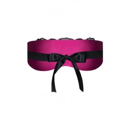 Mascherina in raso color porpora rivestita in pizzo nero 'Roseberry mask'