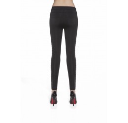 Leggings Neri con inserti laterali in similpelle stringati 'Penny' Bas Bleu