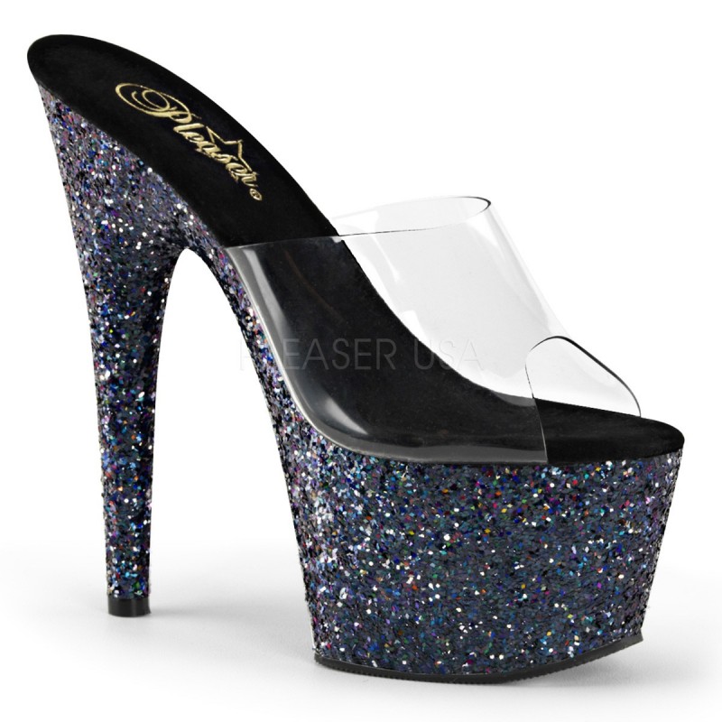 Sandali con plateau e tacco rivestiti in glitter multicolor, Pleaser USA Sandali con plateau e tacco rivestiti in glitter multicolor, Pleaser USA