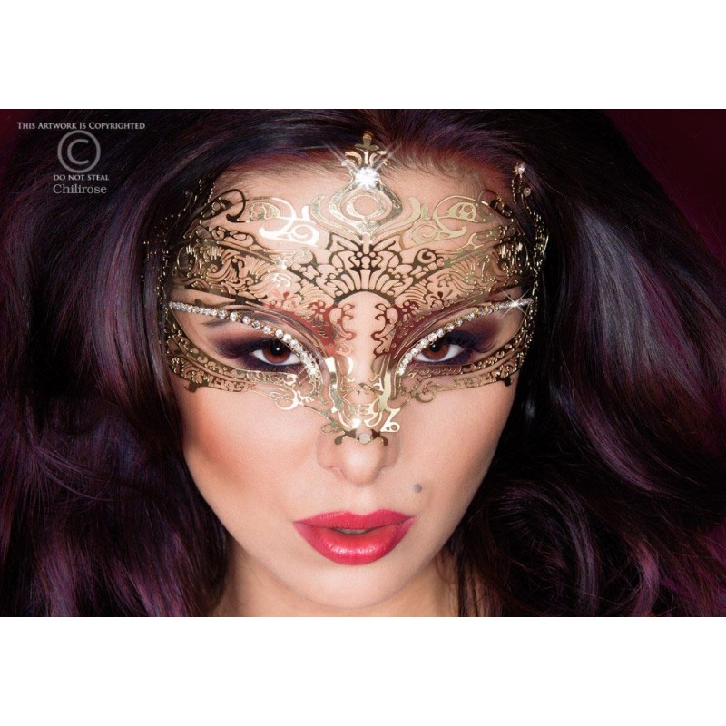 Maschera dorata filigranata con strass, CR-3805 Chilirose Maschera dorata filigranata con strass, CR-3805 Chilirose