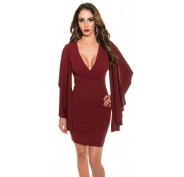 Fantastico Abitino corto Bordeaux con scollo a V e coppe imbottite