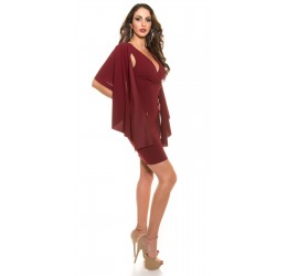 Fantastico Abitino corto Bordeaux con scollo a V e coppe imbottite