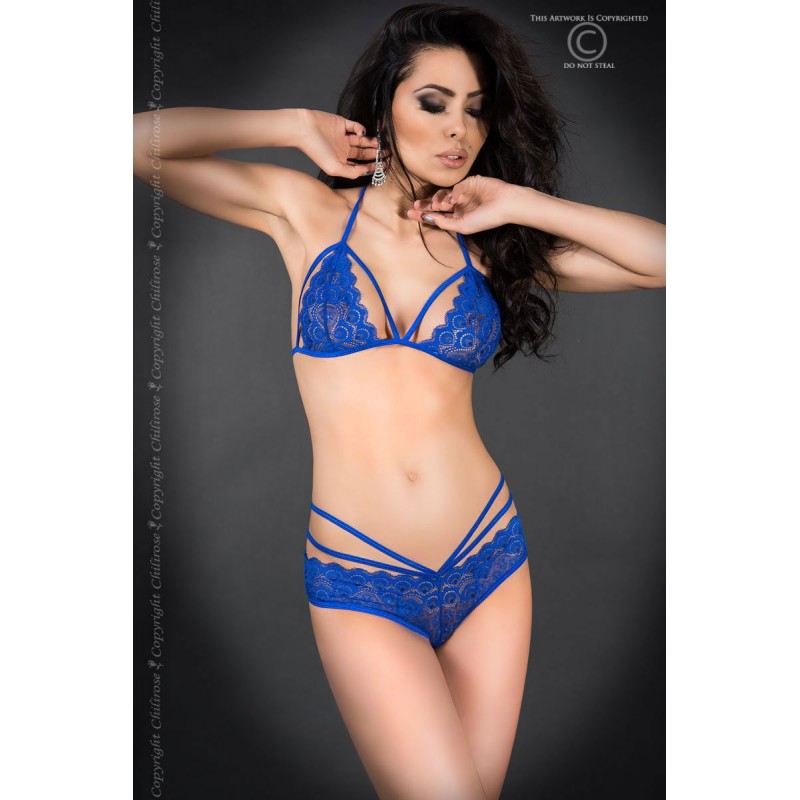 Sexy Completino in pizzo blu con stringhe, CR-3786 Chilirose Sexy Completino in pizzo blu con stringhe, CR-3786 Chilirose