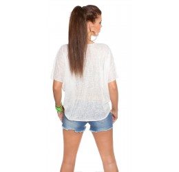 T-shirt bianca con maniche ampie taglia unica