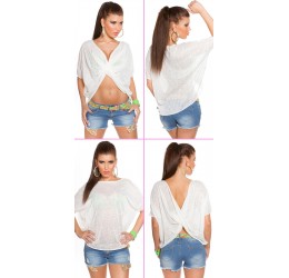T-shirt bianca con maniche ampie taglia unica