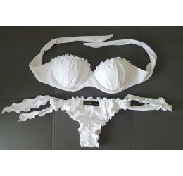 Bikini 'Ophelia' bianco Fascia e brasiliana, Alessia Siena