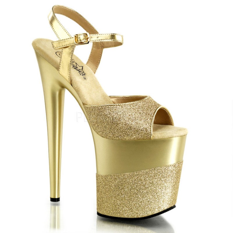 Sexy Sandali color oro con cinturino, tacco 20 cm, Pleaser | Scarpe Pleaser  | Rosanerastore