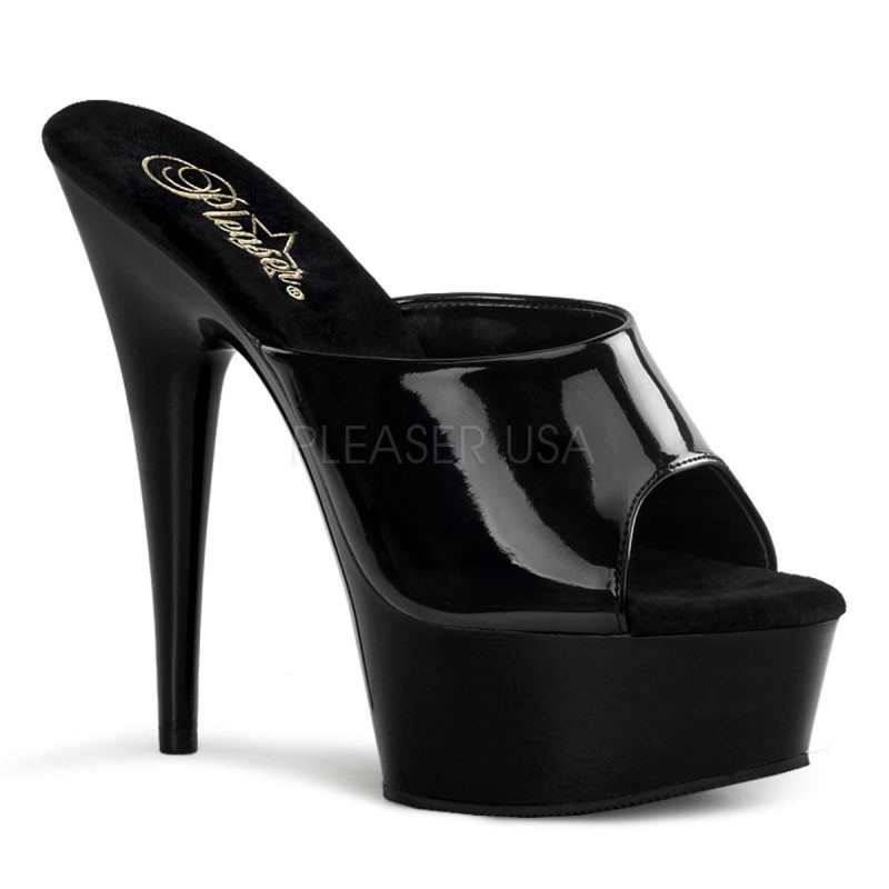 Sexy Sandali neri lucidi con plateau Tacco 14 cm Pleaser 'Delight' Sexy Sandali neri lucidi con plateau Tacco 14 cm Pleaser 'Delight'