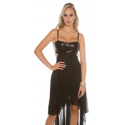 Fantastico Abito da sera nero rivestito con veli in chiffon