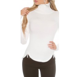 Maglioncino bianco a collo alto con zip tg. unica 38/42