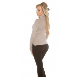 Maglioncino color cappuccino a collo alto con zip tg. unica 38/42 Maglioncino color cappuccino a collo alto con zip tg. unica 38/42