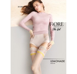 Calze Autoreggenti velate color carne con balza in pizzo 'Lemonade' 20 den Fiore Hosiery