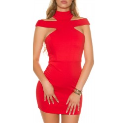 Sexy Mini abito rosso con zip posteriore