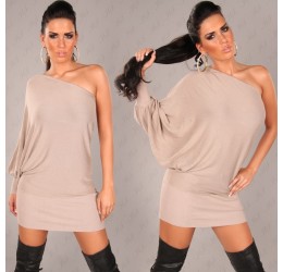 Mini abito beige monospalla  tg. unica 40/44
