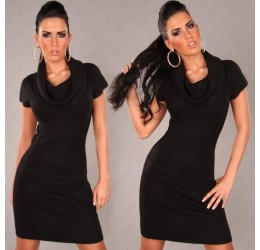 Sexy Mini abito nero con collo drappeggiato tg. 40/44