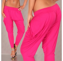 Pantaloni rosa fuchsia a vita bassa con tasche tg. 40/44