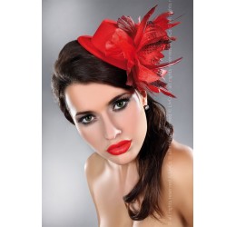 Mini Cappellino rosso con piume e fiore LivCo burlesque