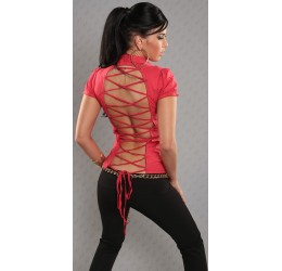 Sexy Top camicetta rossa con stringatura posteriore