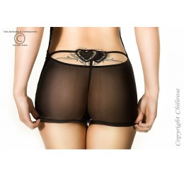 Chemise in microrete e pizzo senza coppe + Tanga Chemise in microrete e pizzo senza coppe + Tanga