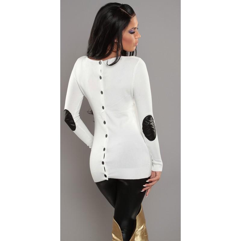 Maglia lunga bianca con bottoni dietro tg. unica 40/44 | Mini abiti |  Rosanerastore