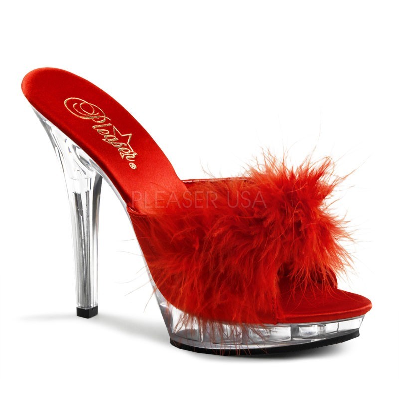 Sexy Sandali Zeppe Rossi Pleaser con piume tacco 12 Sexy Sandali Zeppe Rossi Pleaser con piume tacco 12